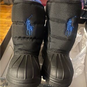 Ralph Lauren Black Boots with Blue Emblem